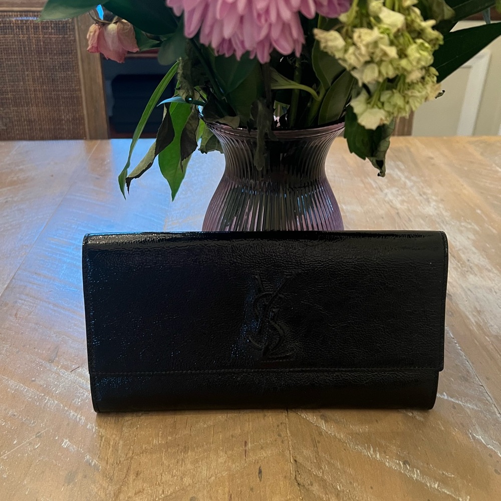 Gorgeous black patent Yves St Laurent clutch